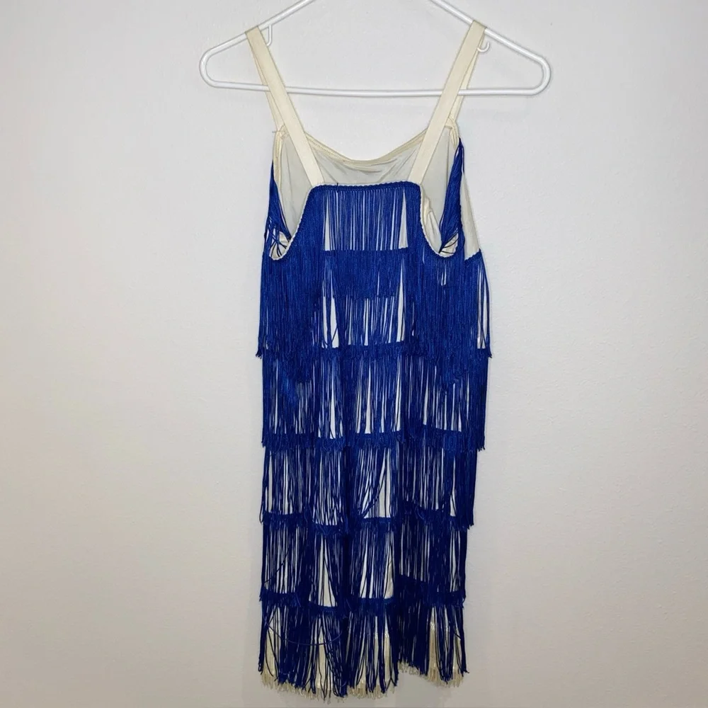 Blue‎ Fringe Flapper Dress Made In USA Halloween Costume Dance The Big Bang
